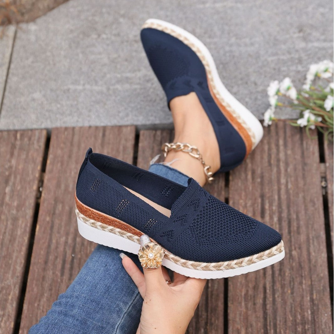 Women’s Woven Rope Platform Snakeskin Pointed-Toe Flats | Trendy Flats by FitiqueFit