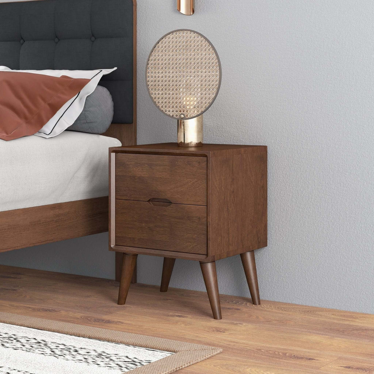 Alexandra - Night Stand With 2 Drawers - Walnut Brown by Unique Piece Furniture