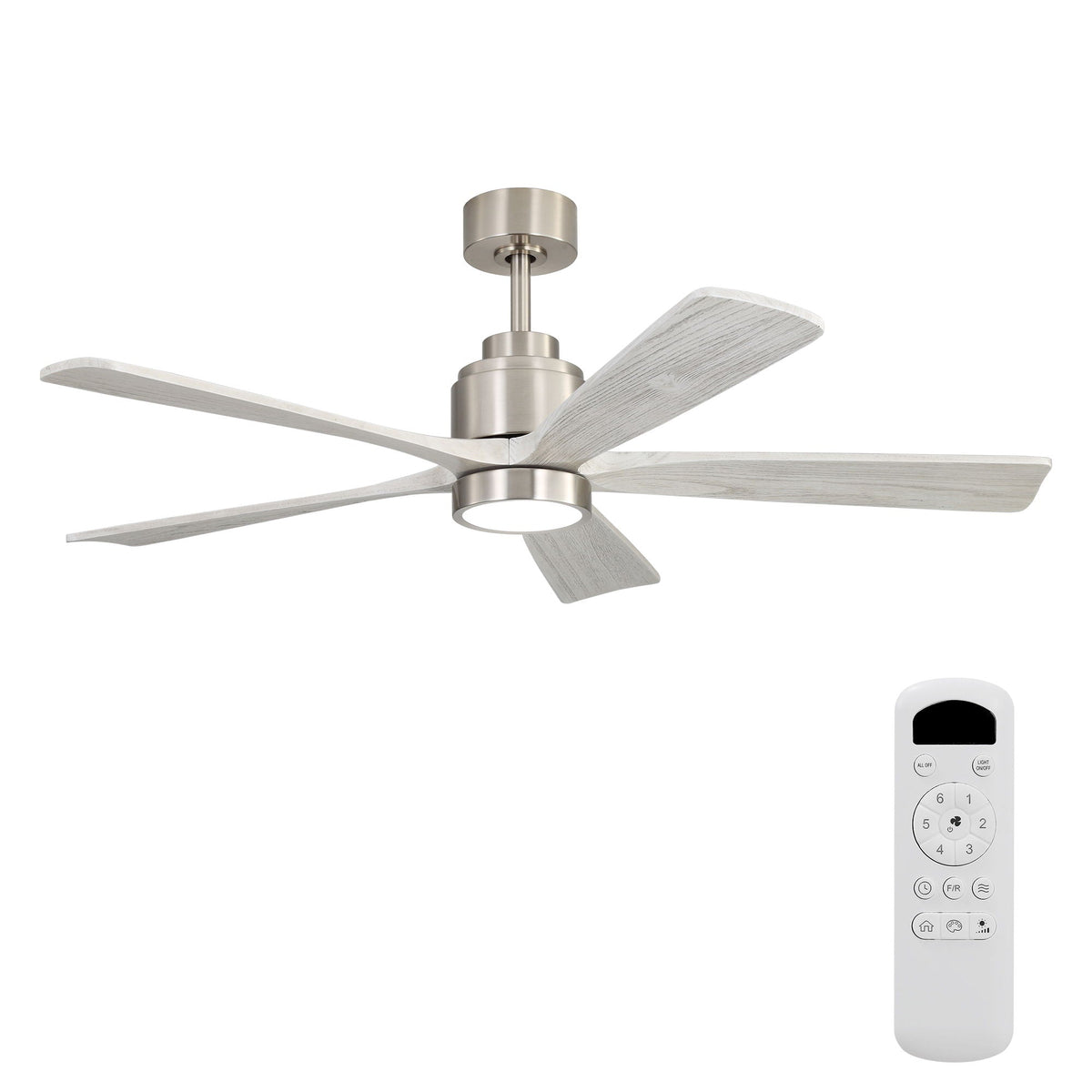 Ultra Quiet Reversible Ceiling Fan With Light Dimmable LED For Large Room - Brushed Nickel by Unique Piece Furniture