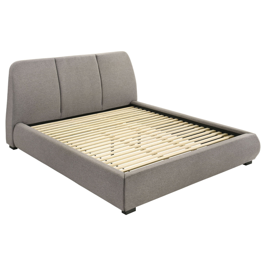 Mokena 46-inch Upholstered Eastern King Platform Bed Taupe by Unique Piece Furniture
