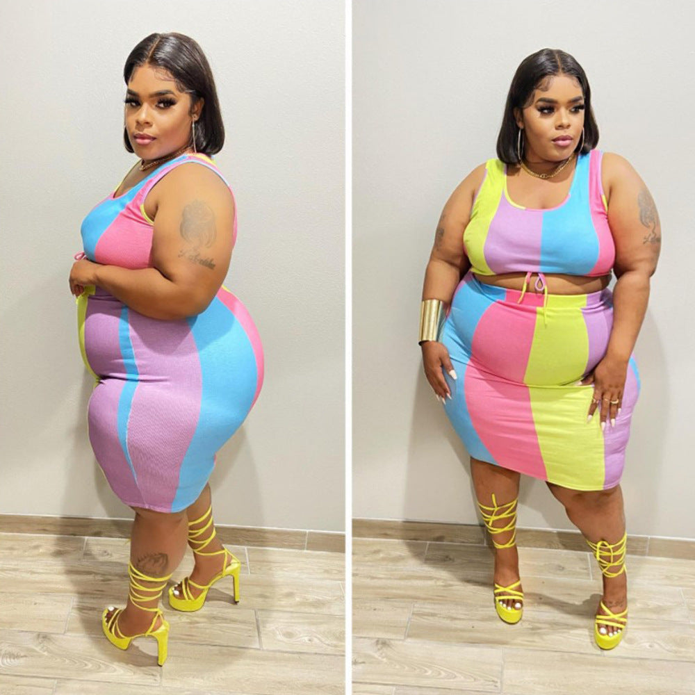 Sleeveless Color-Printed Pencil Skirt Trendy Elegant Plus-Size See size chart under “more details” by The Fashion Celestial