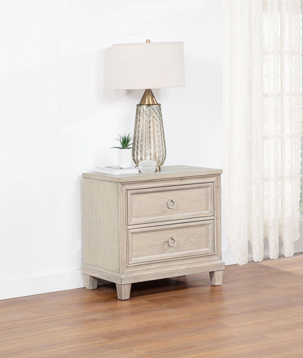 Pembroke 2-drawer Nightstand Bedside Table Washed Oak by Unique Piece Furniture