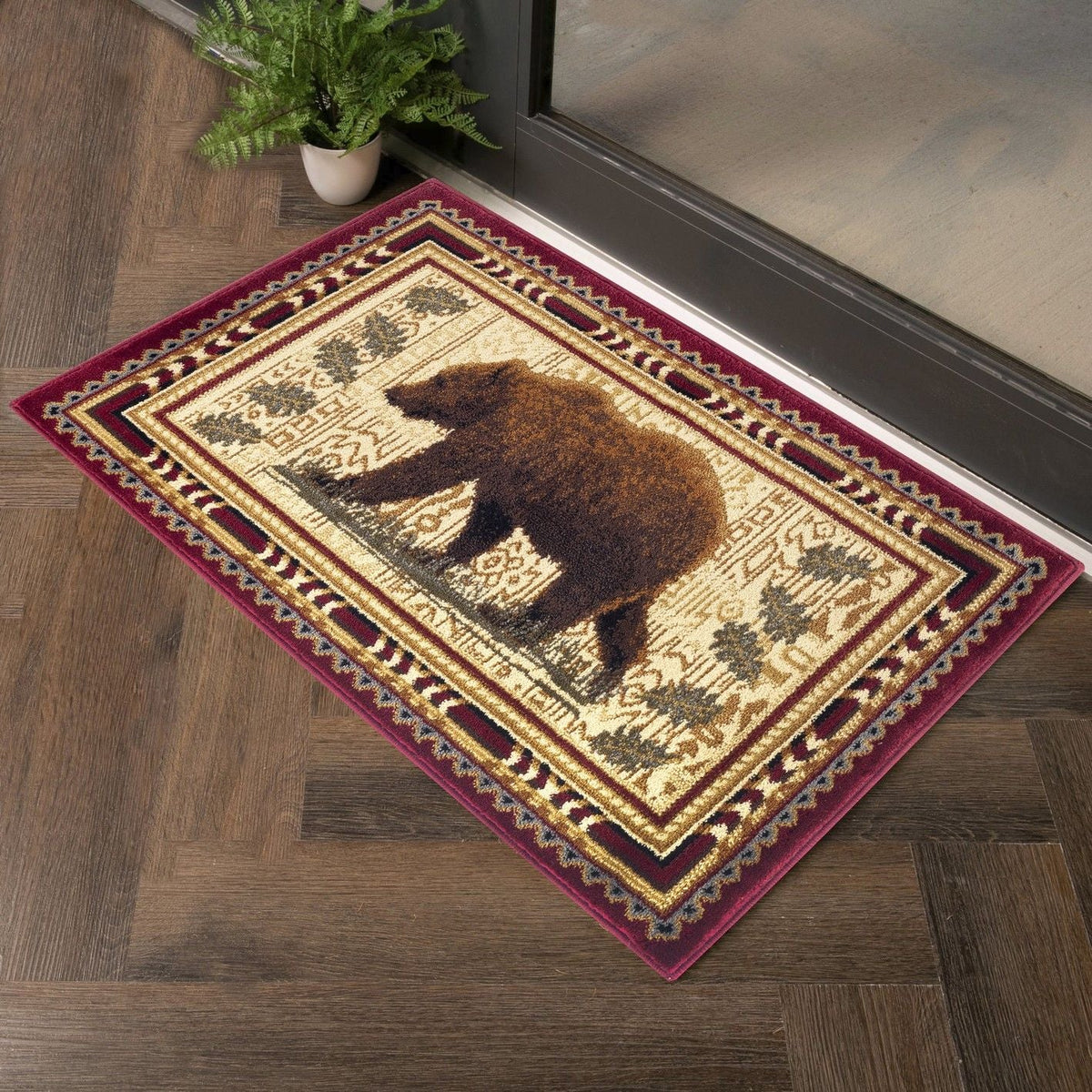 Nature's Nest - 5'3" X 7'3" Lodge Area Rug - Multi, Red by Unique Piece Furniture