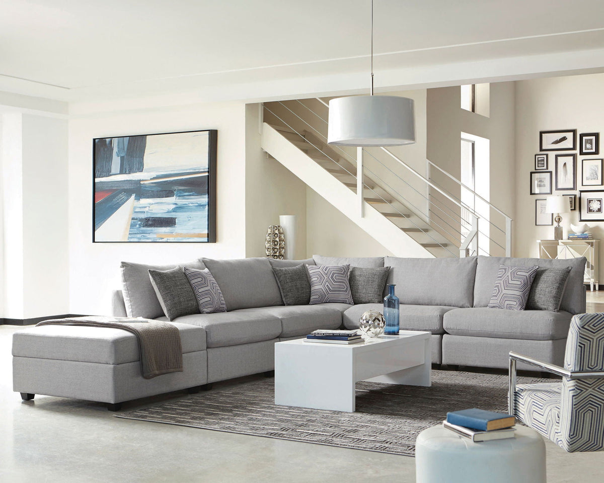 Cambria Square Upholstered Storage Ottoman Grey by Unique Piece Furniture