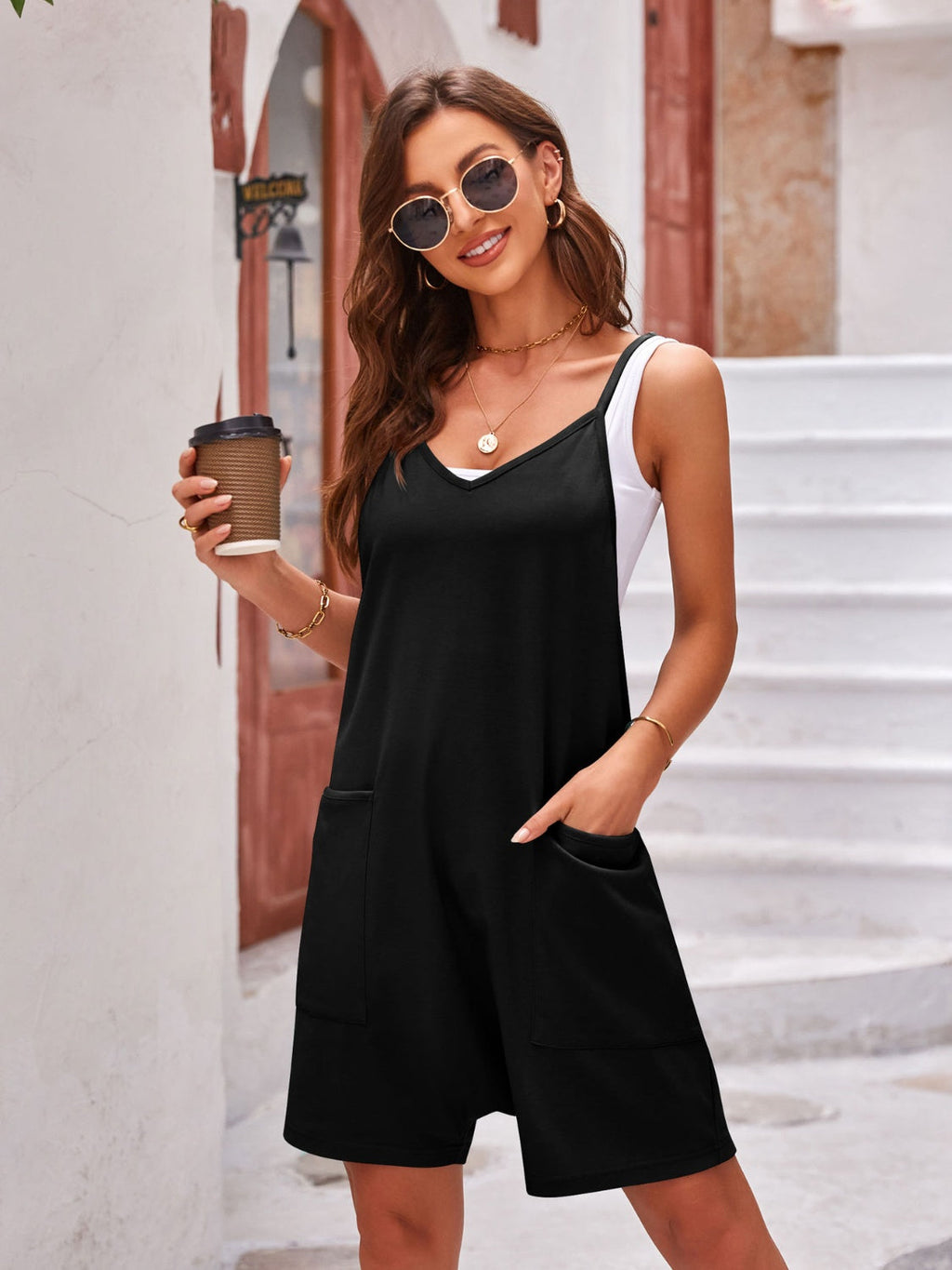 Lovelet Spaghetti Strap Romper with Pockets by Wild and Free Boutique