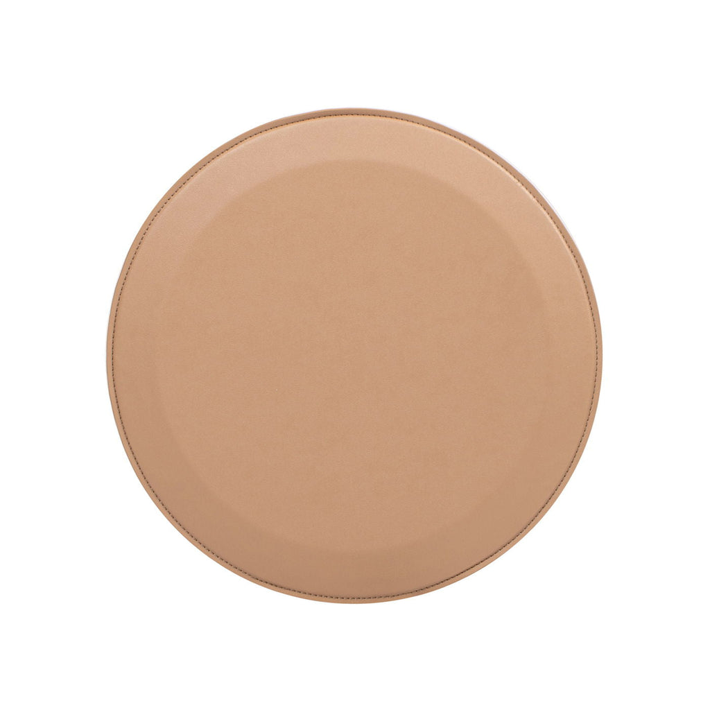 Mode - Leatherette Round C-Shaped Sofa Side Table - Saddle Brown by Unique Piece Furniture