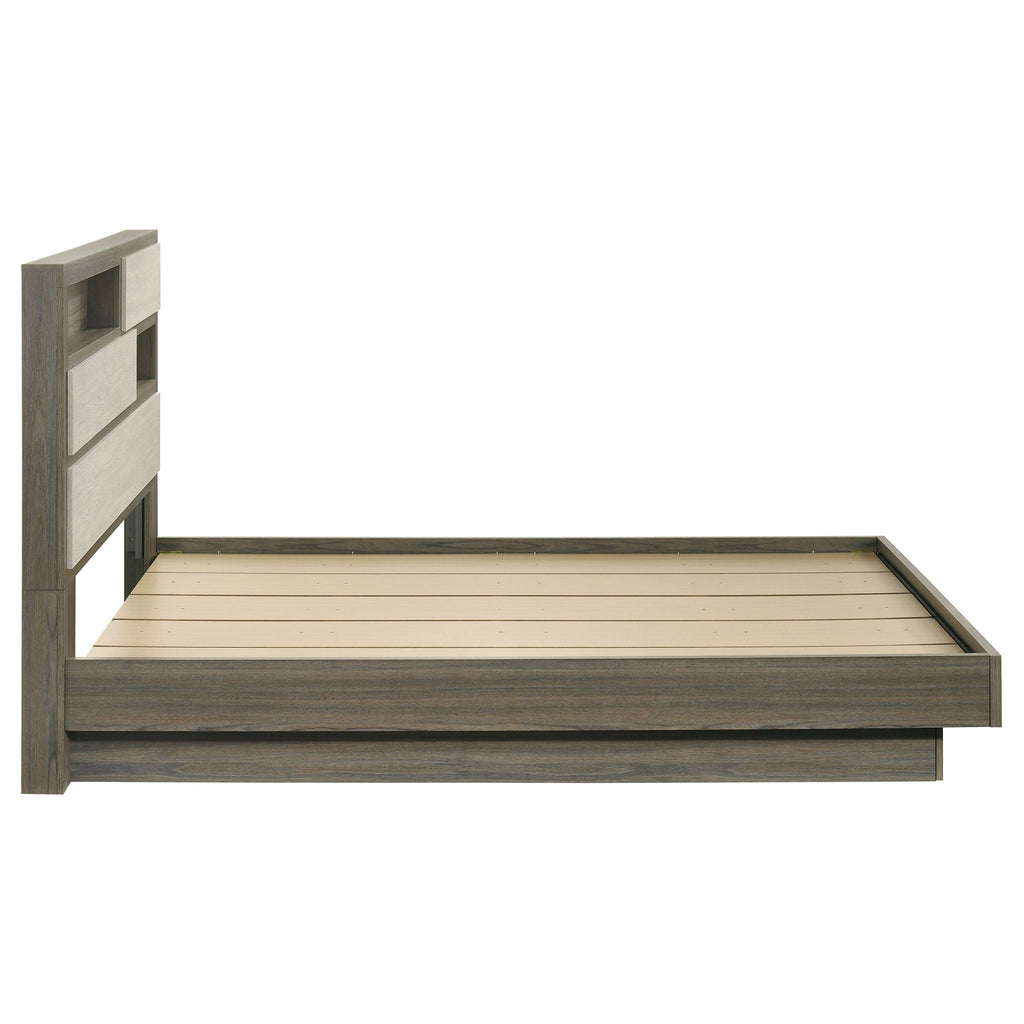 Fenwick Queen Bed Bookcase Headboard Grey Oak by Unique Piece Furniture