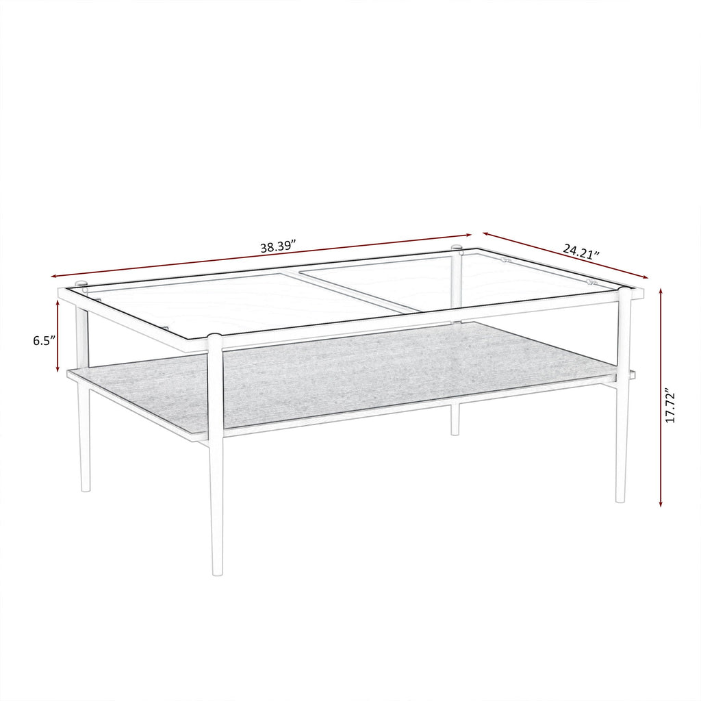 Rectangle Coffee Table With Tempered Glass Top And Legs, Modern Table For Living Room by Unique Piece Furniture