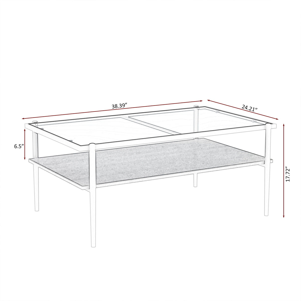 Rectangle Coffee Table With Tempered Glass Top And Legs, Modern Table For Living Room by Unique Piece Furniture