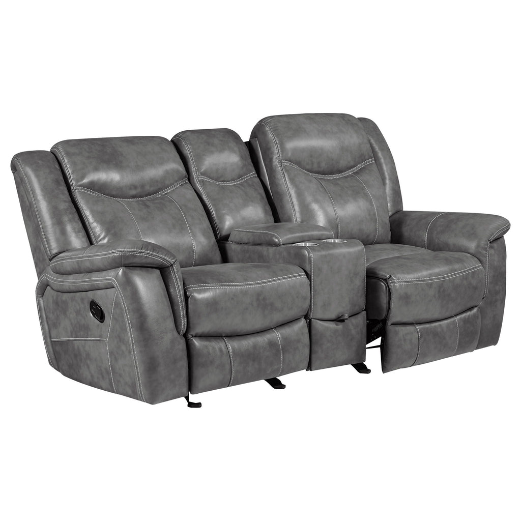 Conrad Upholstered Padded Arm Glider Loveseat Grey by Unique Piece Furniture