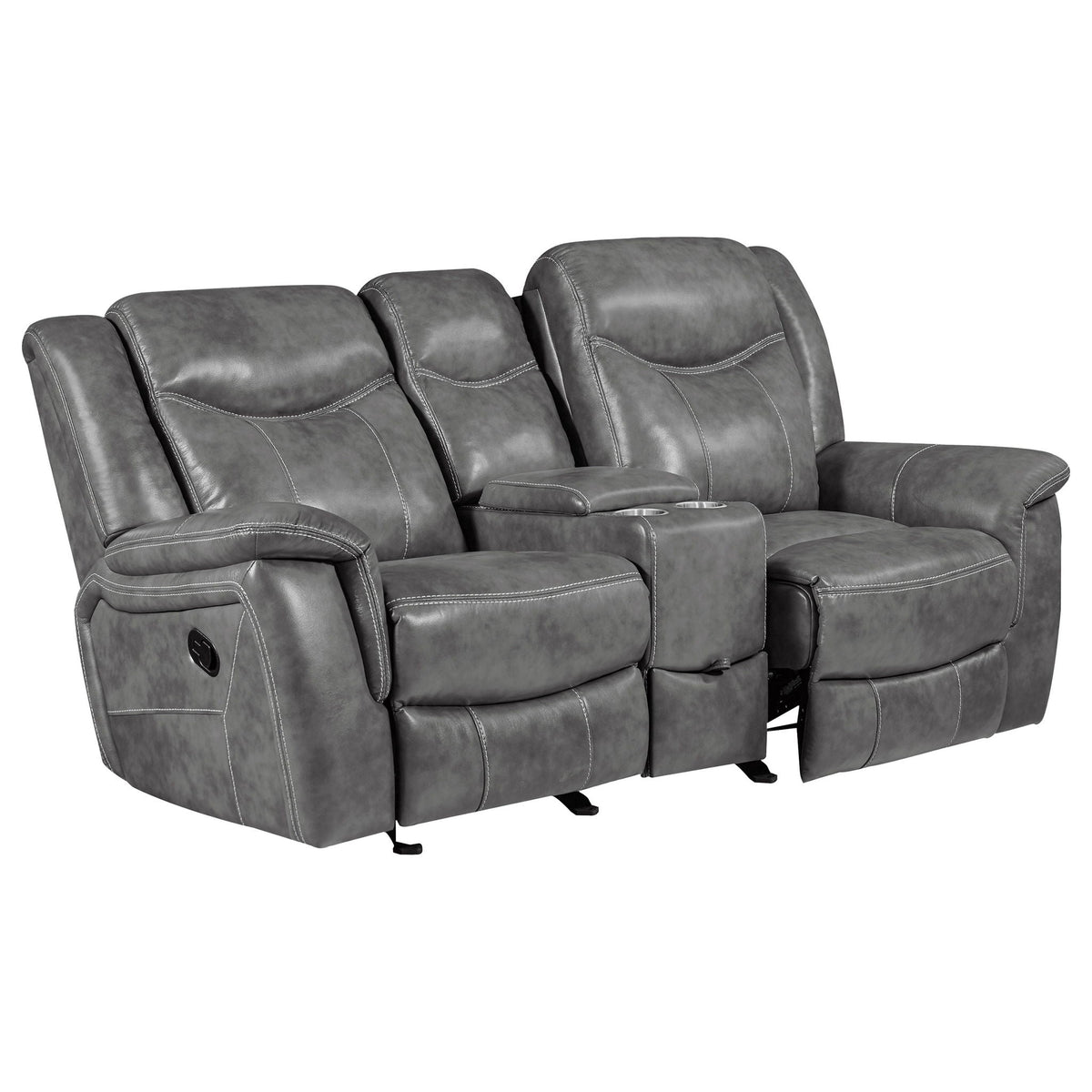 Conrad Upholstered Padded Arm Glider Loveseat Grey by Unique Piece Furniture