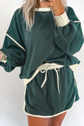 Contrast Trim Round Neck Top and Skort Set by Wild and Free Boutique