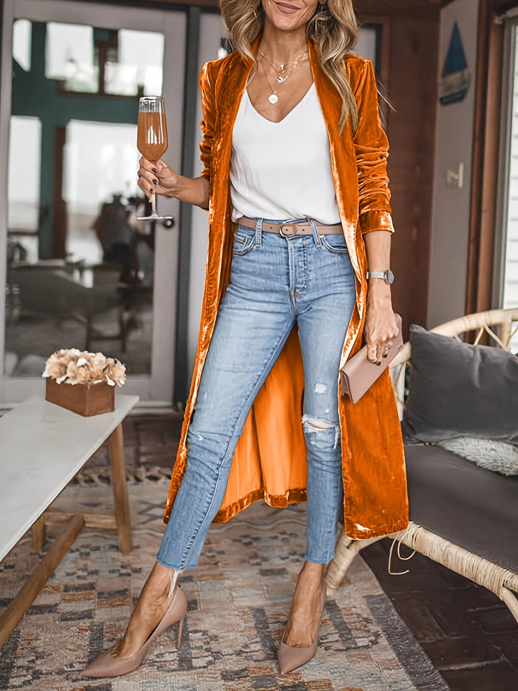 Open Front Long Sleeve Coat by Wild and Free Boutique
