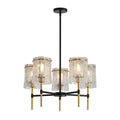 5 Light Chandelier, Textured Glass Pendant Light, (Not Including The Bulb) For Living Room - Black / Gold by Unique Piece Furniture