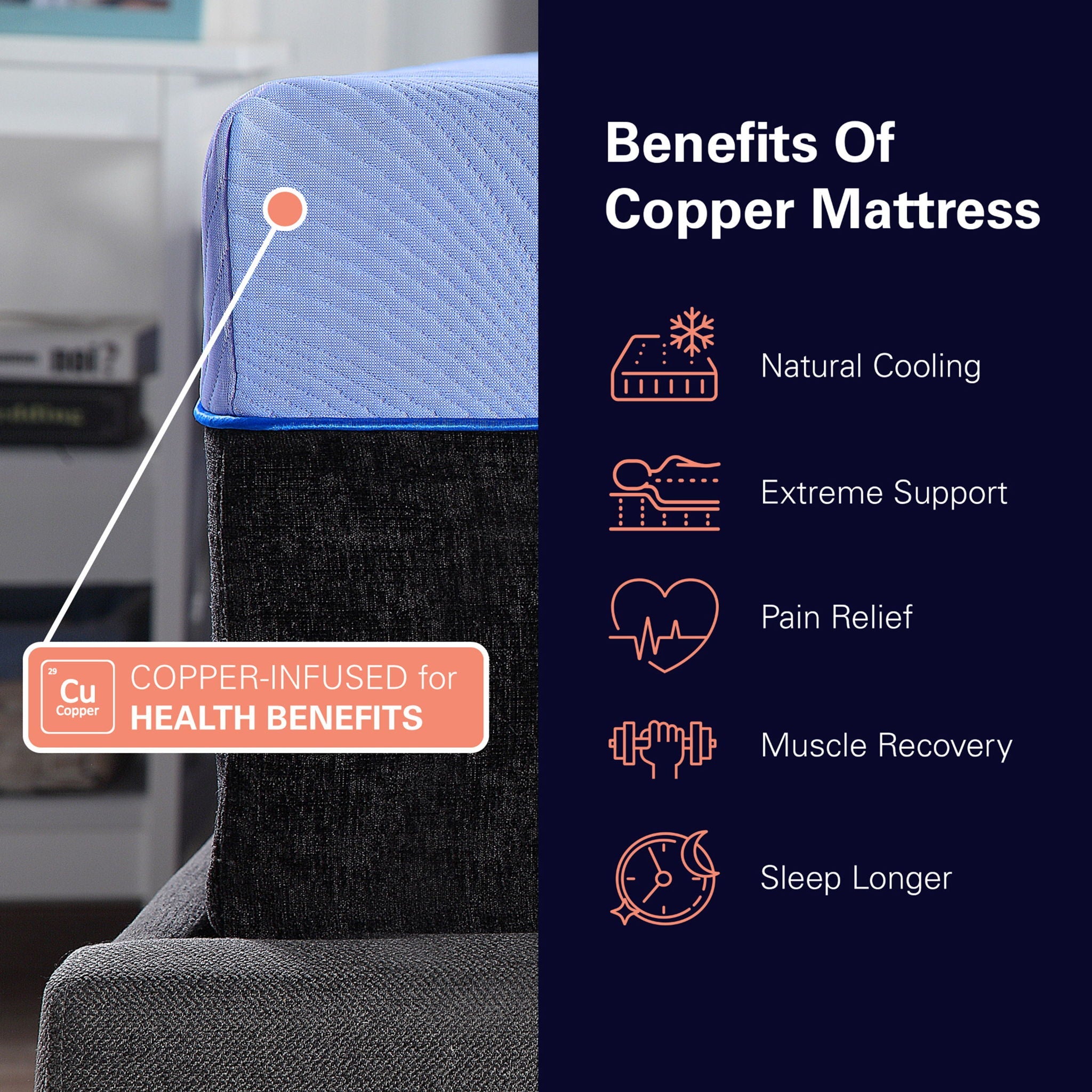 12" Refresh Flex Head Hybrid Cooling GelCare Memory Foam And Coil Mattress by Unique Piece Furniture