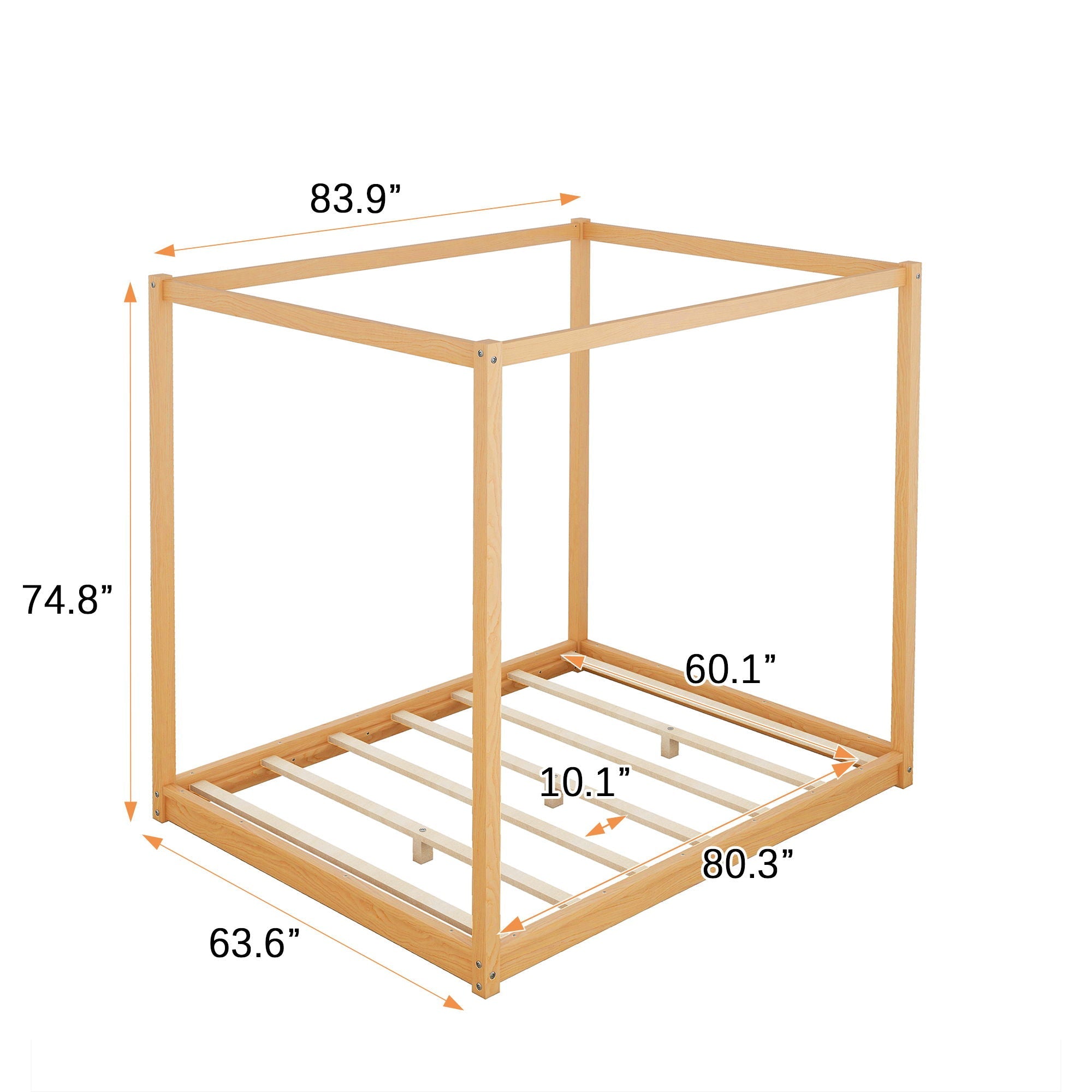 Wood Canopy Platform Bed With Support Legs And Airflow Slats by Unique Piece Furniture