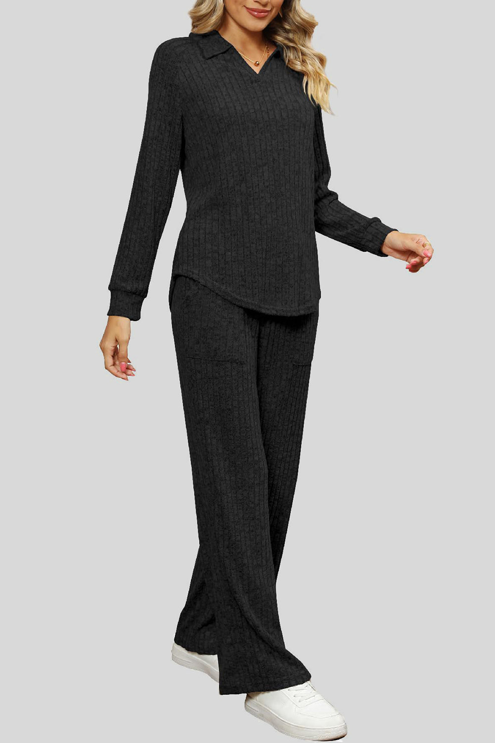 Ribbed Long Sleeve Top and Pocketed Pants Set by Wild and Free Boutique