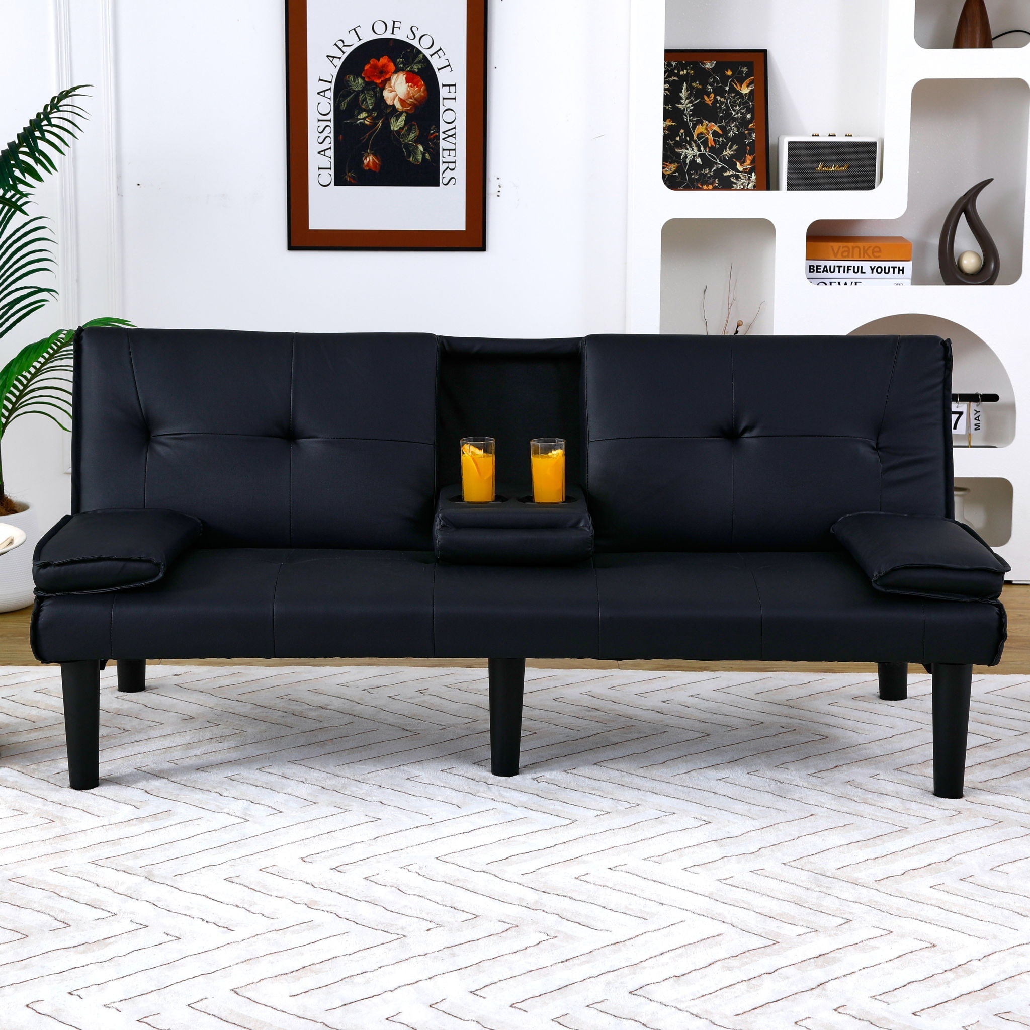 Sofa Bed With Foldable Design And Cup Holder by Unique Piece Furniture