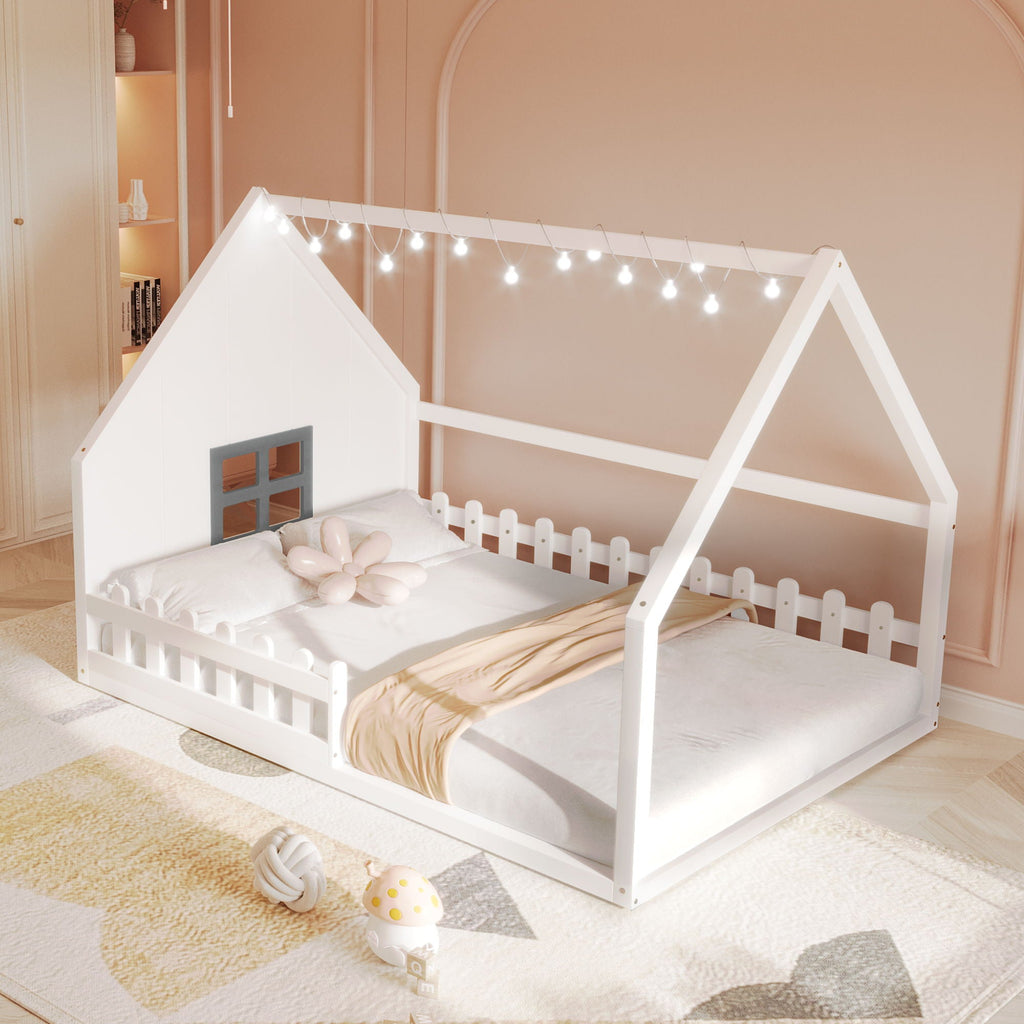 House Bed With Window And Fence by Unique Piece Furniture