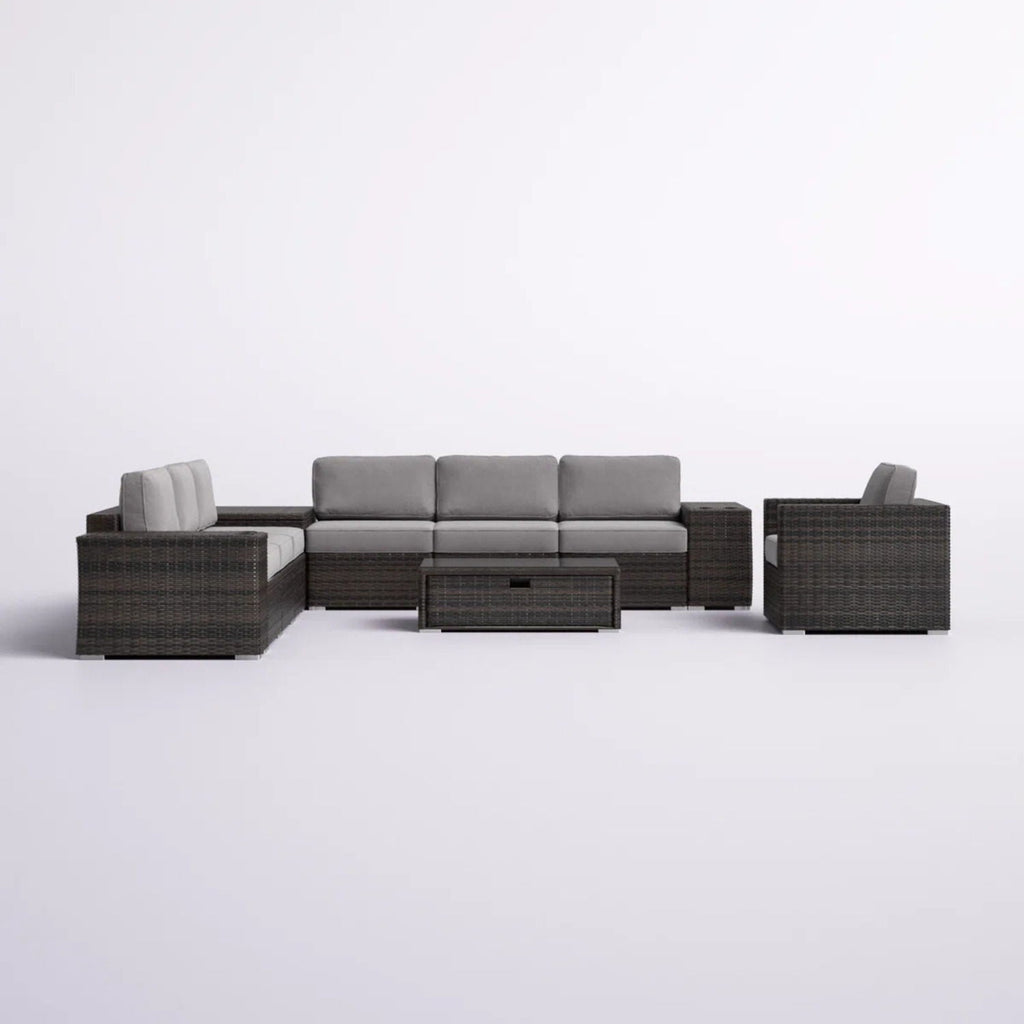 Modern Patio Rattan Sectional Set With Cushions by Unique Piece Furniture