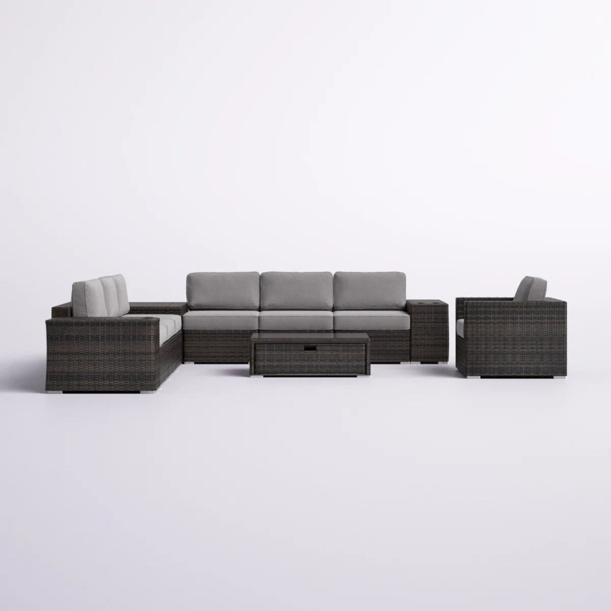 Modern Patio Rattan Sectional Set With Cushions by Unique Piece Furniture
