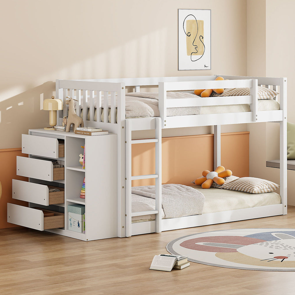 Bunk Bed With 4 Drawers And 3 Shelves by Unique Piece Furniture