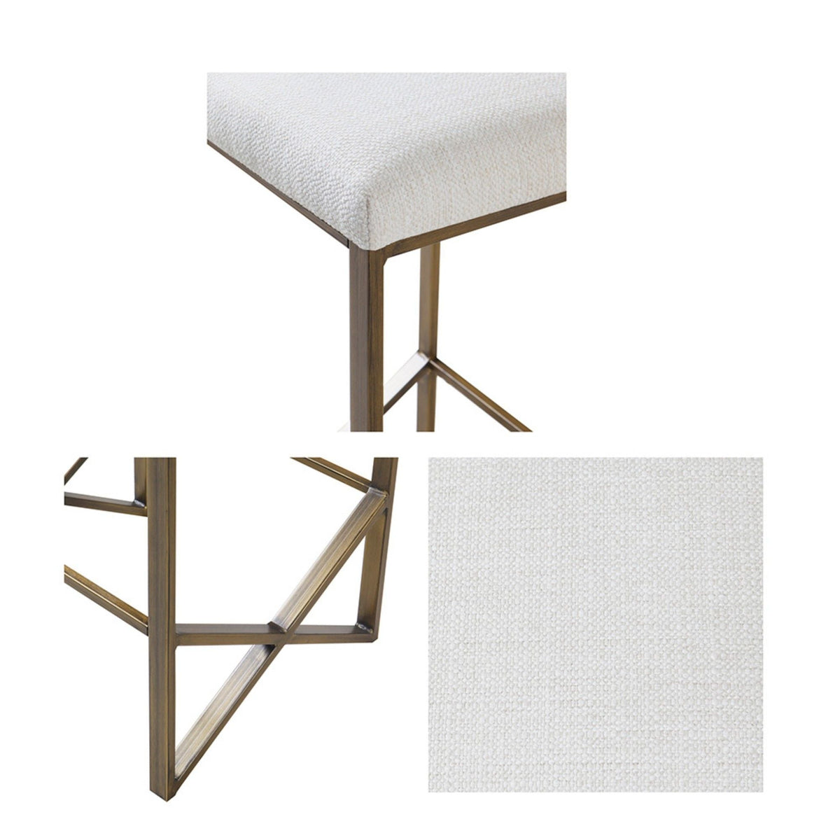 Backless Upholstered Counter Stool With Padded Seat - Ivory / Bronze by Unique Piece Furniture