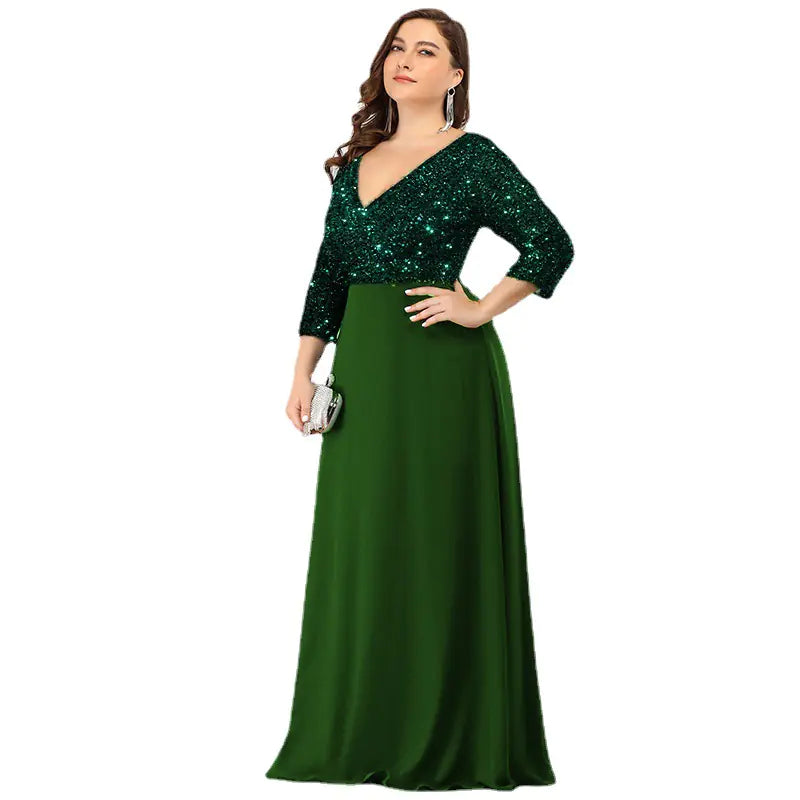 Plus Size Luxury Floor-Length Sequin Evening Dress by Trendy Attic Store01
