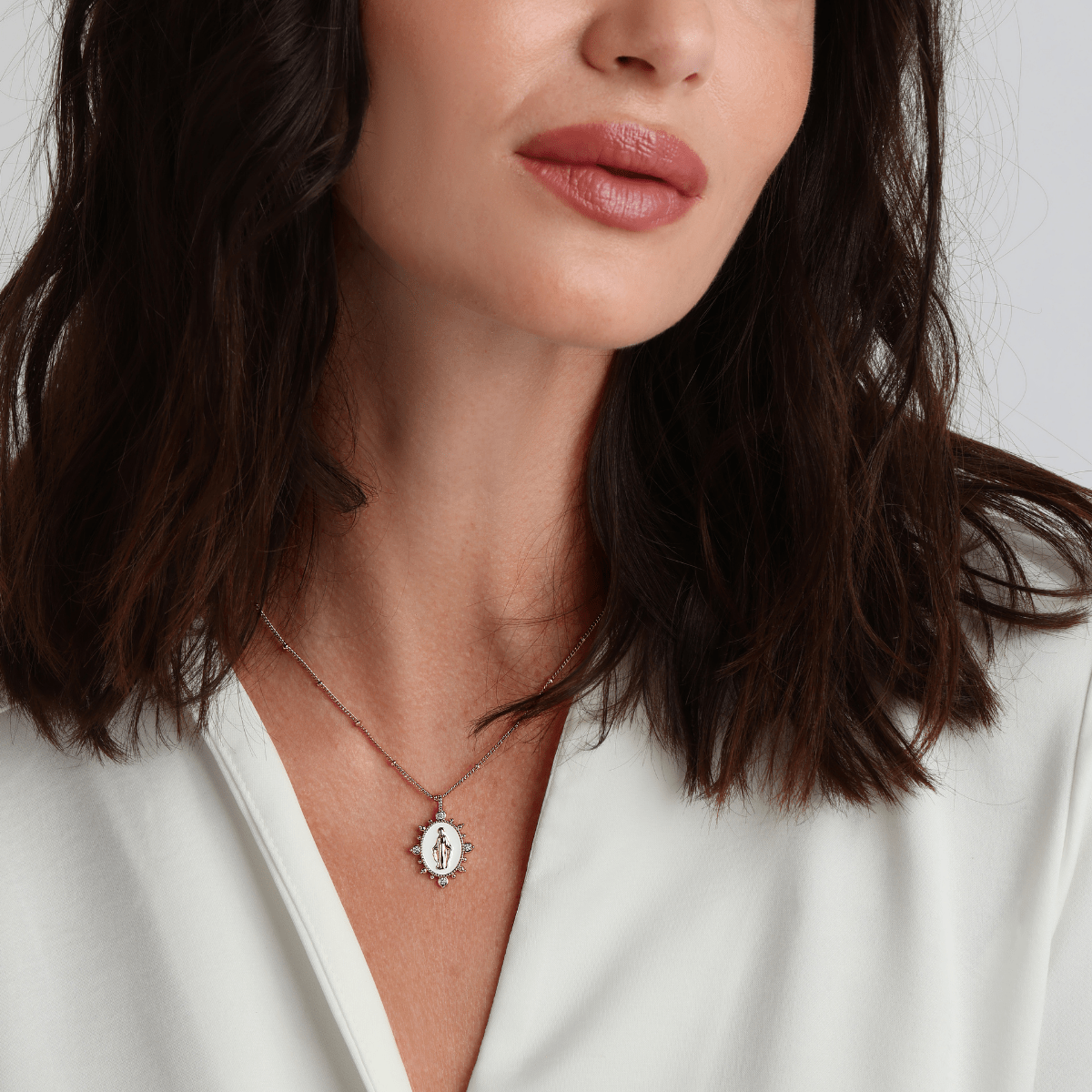 Lady Lourdes Pendant - White by Joy Dravecky