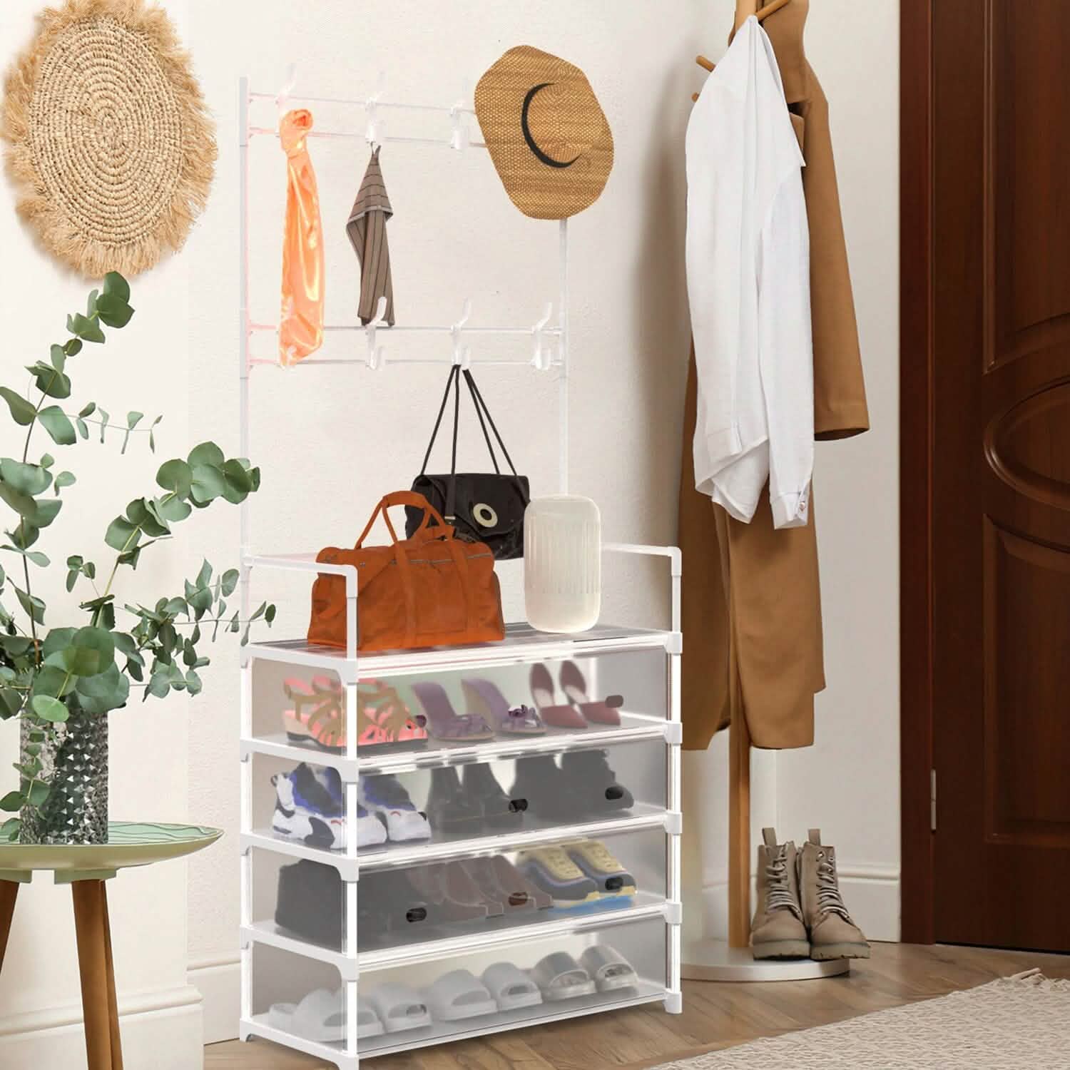 5-Tier Dustproof Entryway Hall Tree Coat and Shoe Rack by DailySale