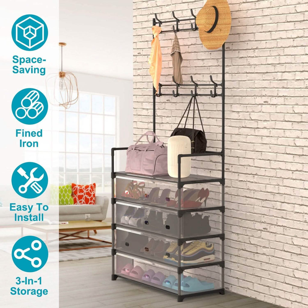5-Tier Dustproof Entryway Hall Tree Coat and Shoe Rack by DailySale