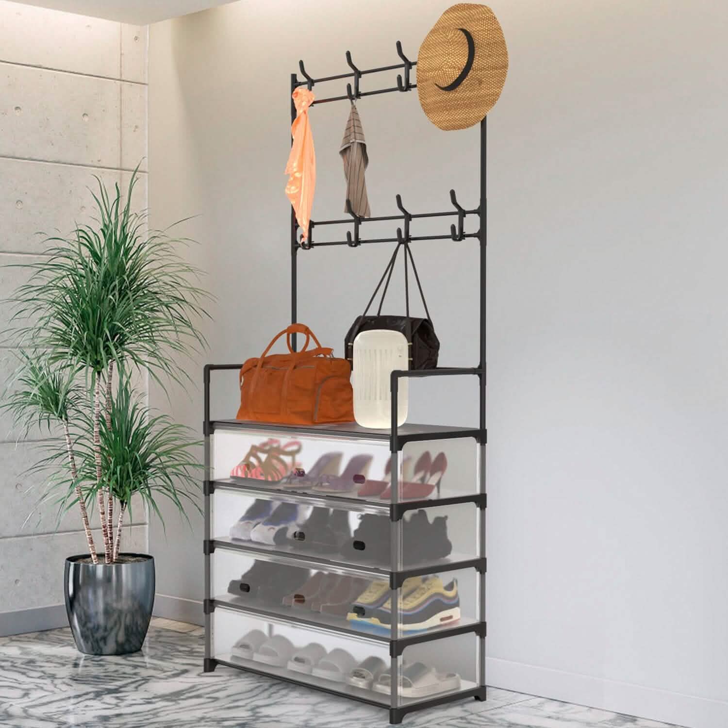 5-Tier Dustproof Entryway Hall Tree Coat and Shoe Rack by DailySale