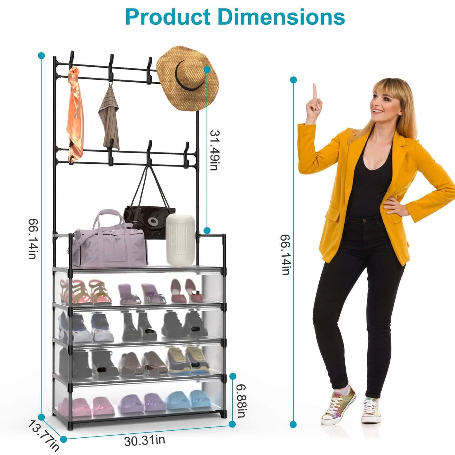 5-Tier Dustproof Entryway Hall Tree Coat and Shoe Rack by DailySale