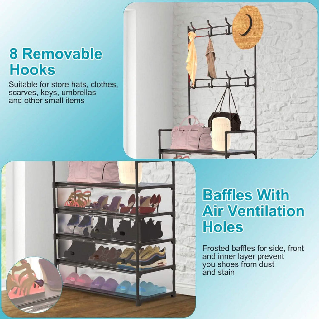 5-Tier Dustproof Entryway Hall Tree Coat and Shoe Rack by DailySale