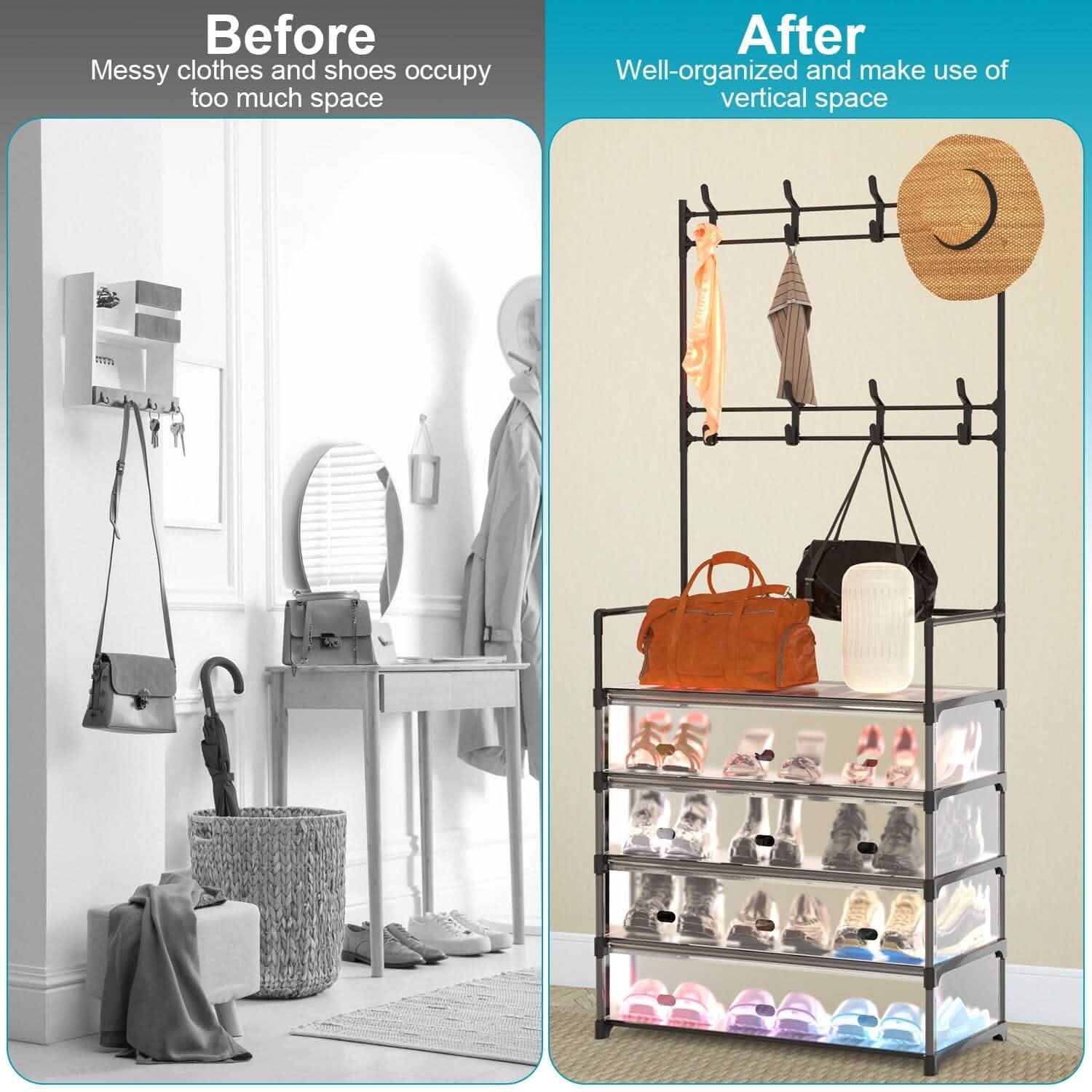 5-Tier Dustproof Entryway Hall Tree Coat and Shoe Rack by DailySale