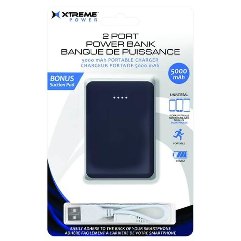 5000mAh 2 Port Black Power Bank by DailySale