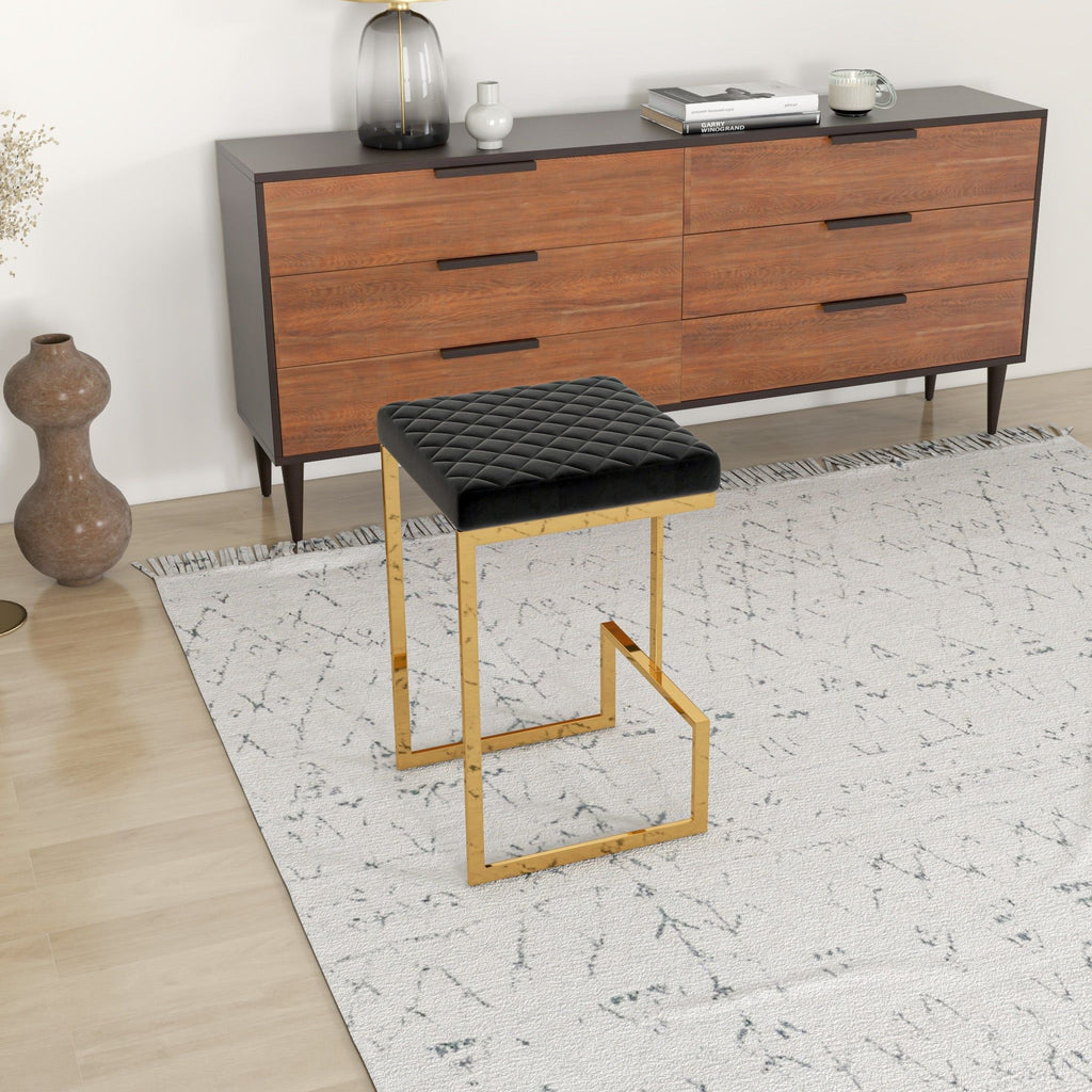 Joel - Upholstered Stool - Black / Gold by Unique Piece Furniture