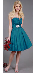 CLEARANCE - Cinderella Divine 5039 Knee Length Teal A-Line Dress (Size M) by DiscountDressShop