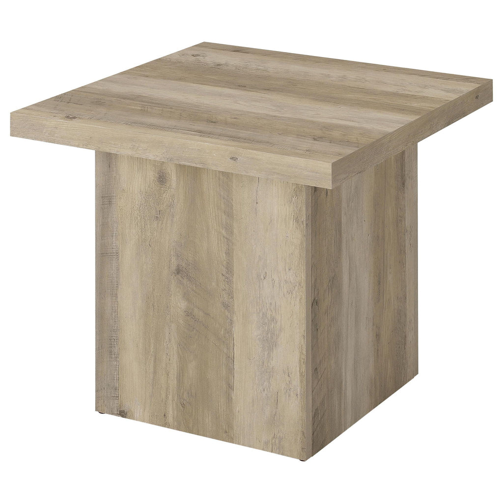Devar Square Engineered Wood End Table Distressed Pine by Unique Piece Furniture