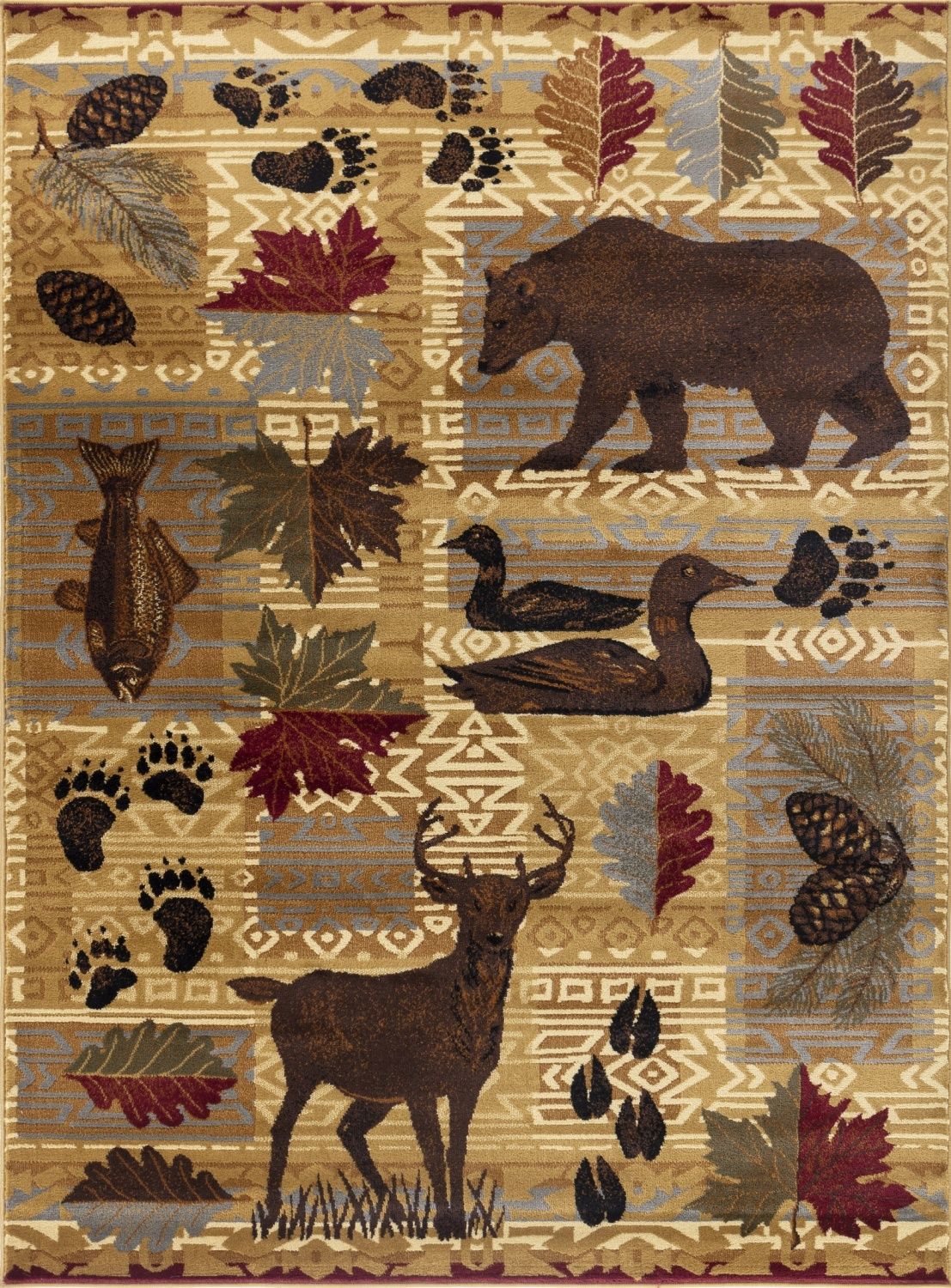 Nature's Nest - 5'3" X 7'3" Polypropylene, Lodge Area Rug - Multi / Beige by Unique Piece Furniture