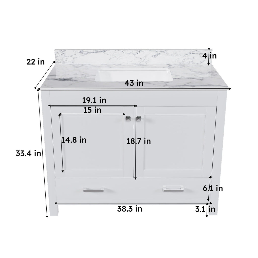 43" Bathroom Vanity Multi Functional Cabinet - White by Unique Piece Furniture