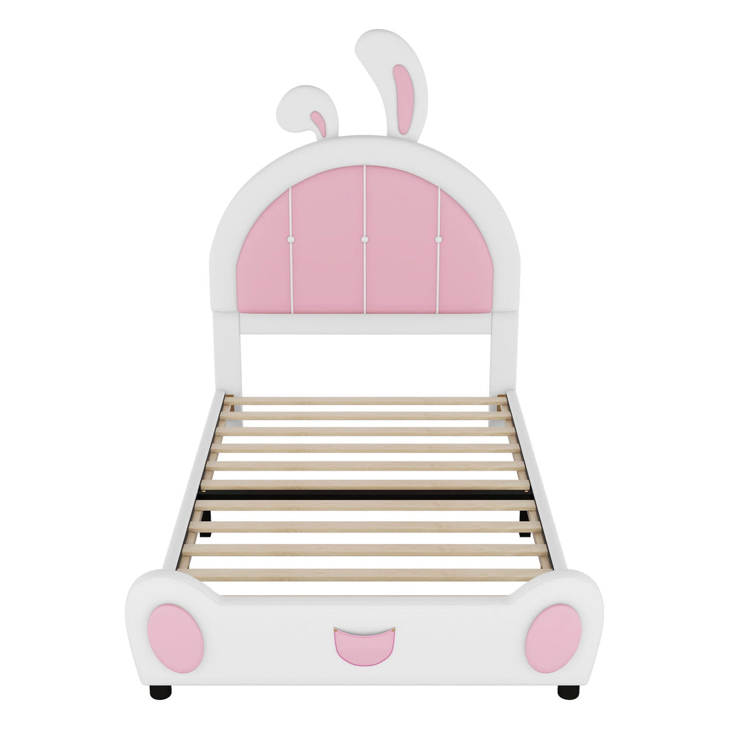 Upholstered Platform Bed With Rabbit Shaped Headboard by Unique Piece Furniture