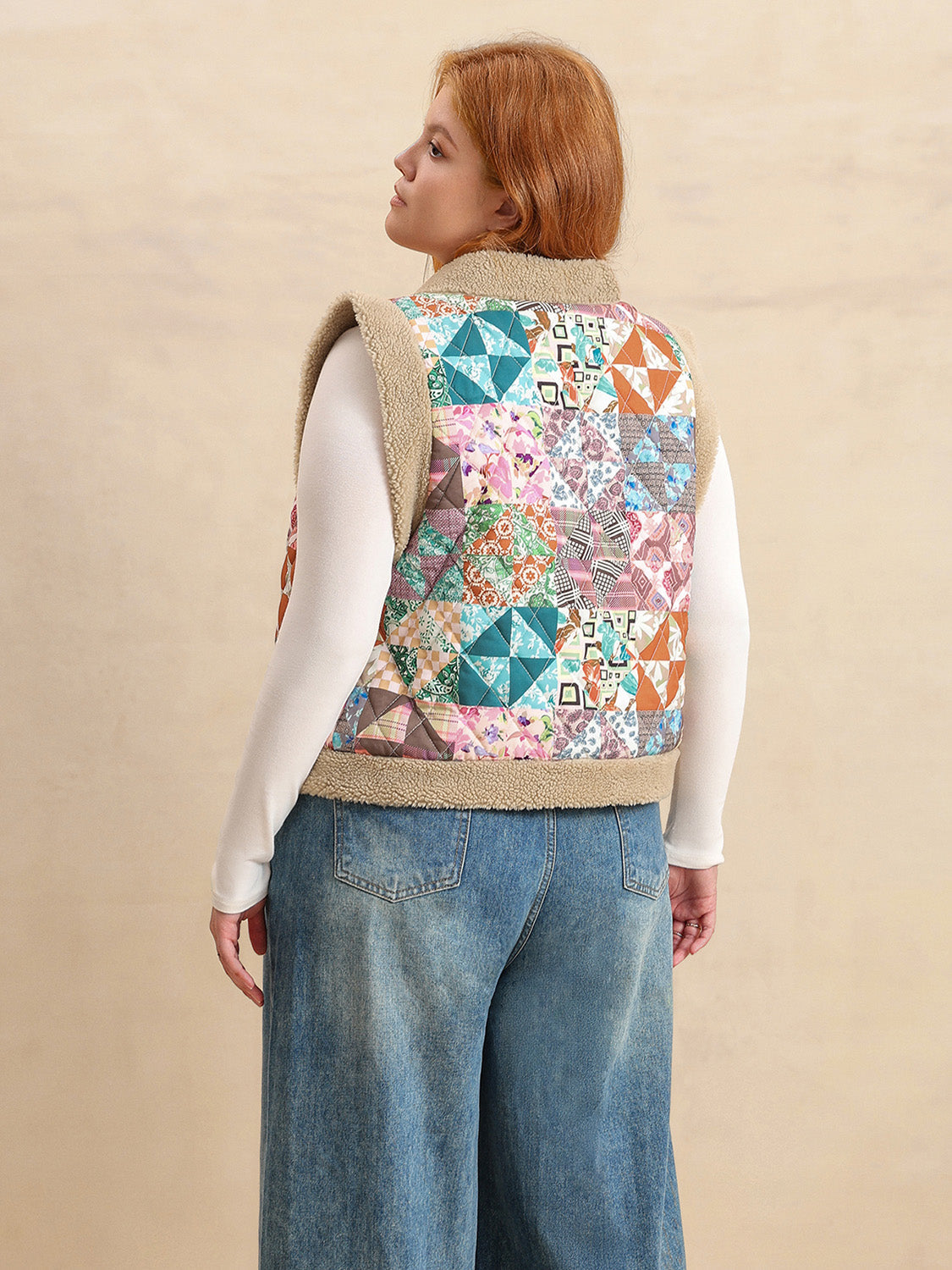 Plus Size Printed Sherpa Vest Coat by Wild and Free Boutique