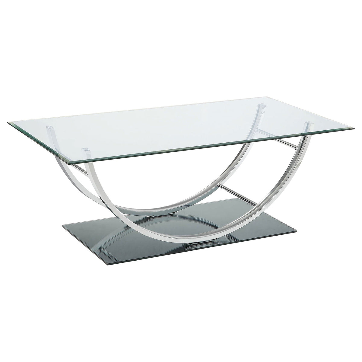 Danville Rectangular U-Shaped Glass Top Coffee Table Chrome by Unique Piece Furniture