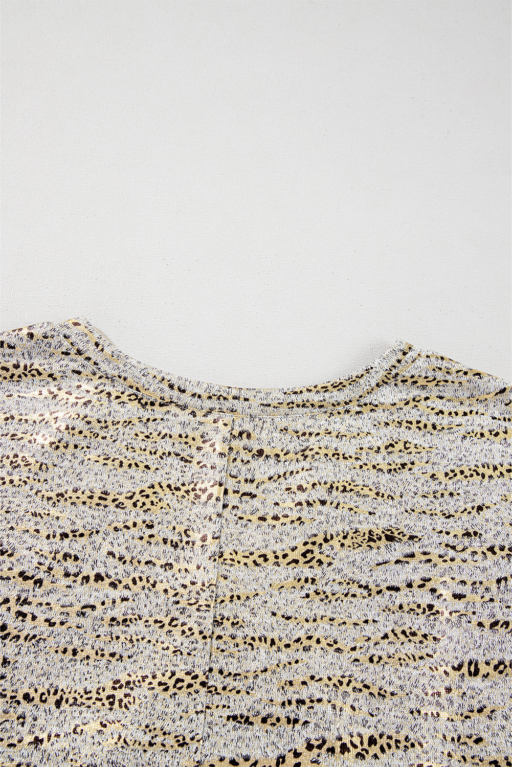 Gray Leopard Print 3/4 Sleeve V Neck Loose Fit T Shirt by Wild and Free Boutique