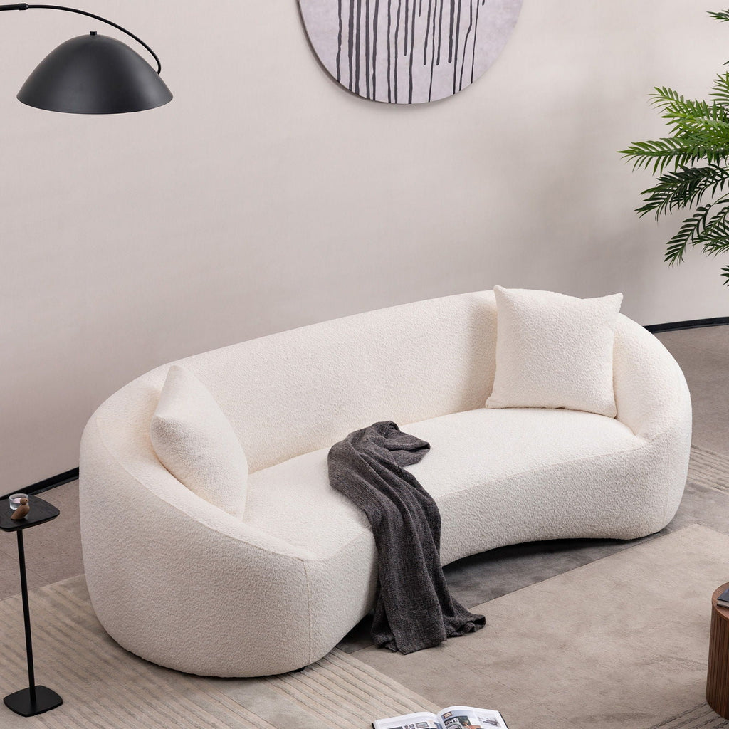Curved 3 Seater Sofa For Living Room - White by Unique Piece Furniture