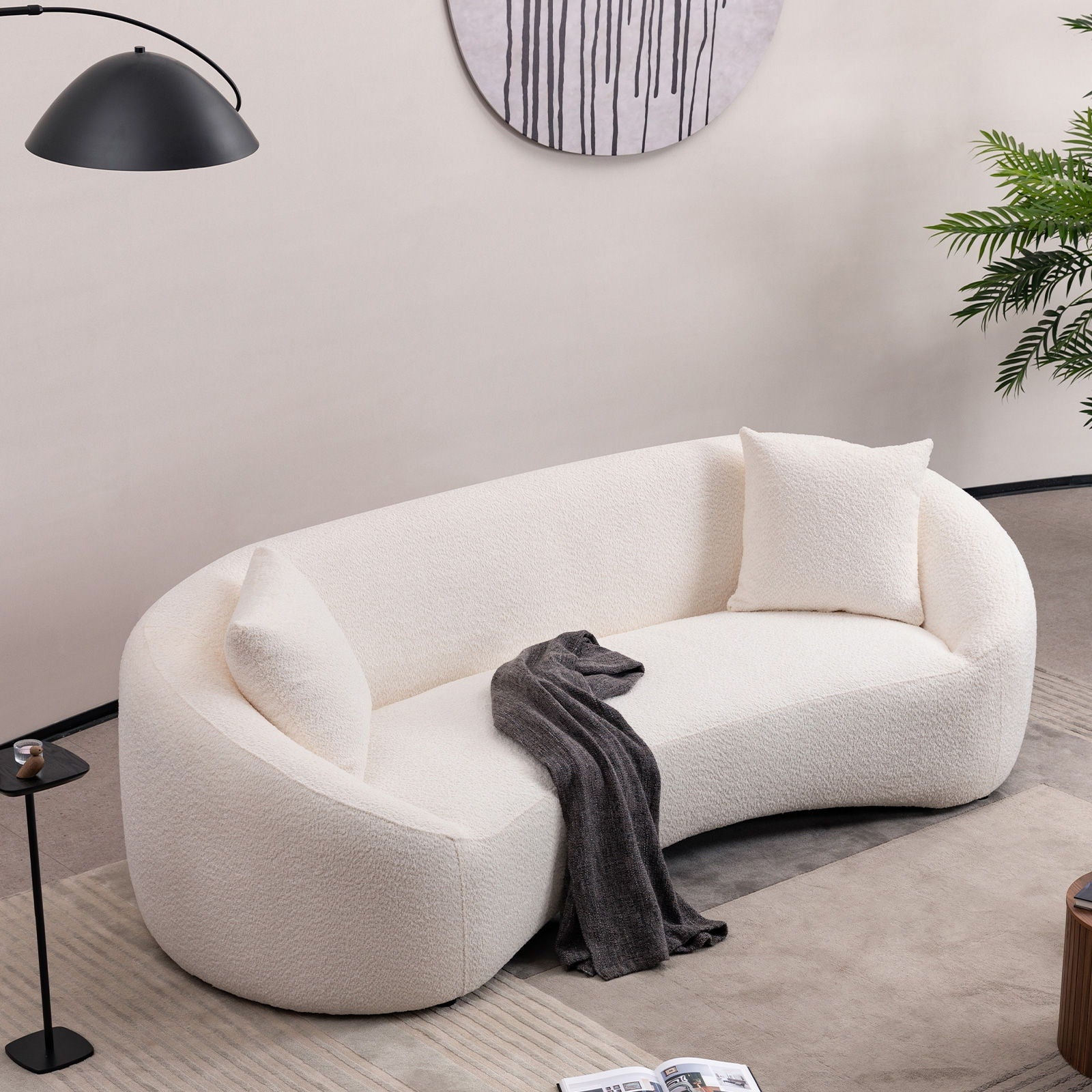 Curved 3 Seater Sofa For Living Room - White by Unique Piece Furniture