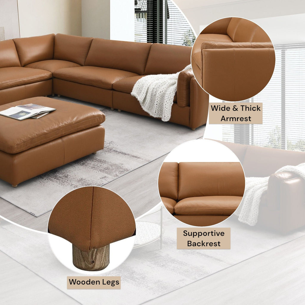 Brighton - Top Grain Modular Sectional - Brown by Unique Piece Furniture
