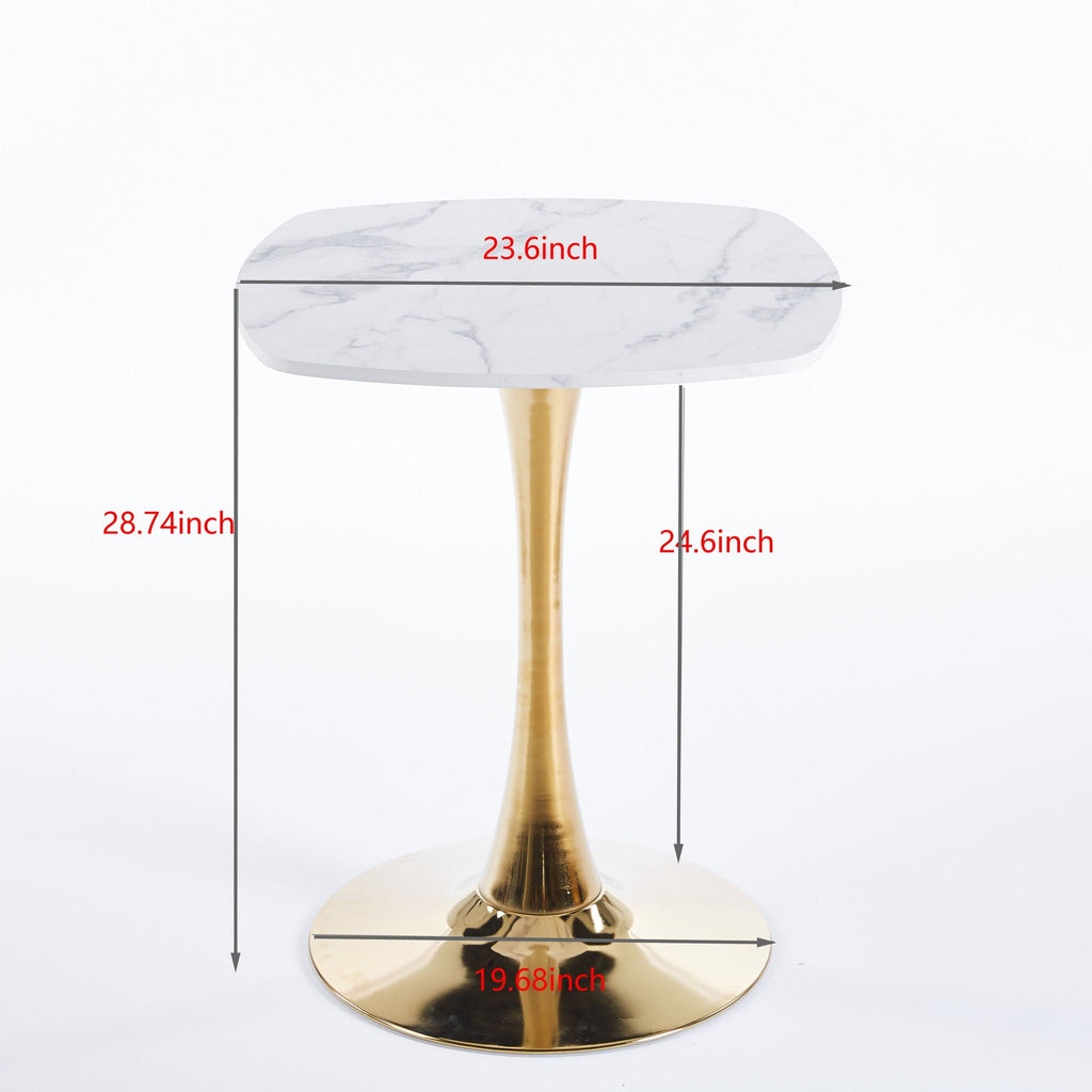 Square Tulip Dining Table For 2 - 4 People - Golden / White by Unique Piece Furniture