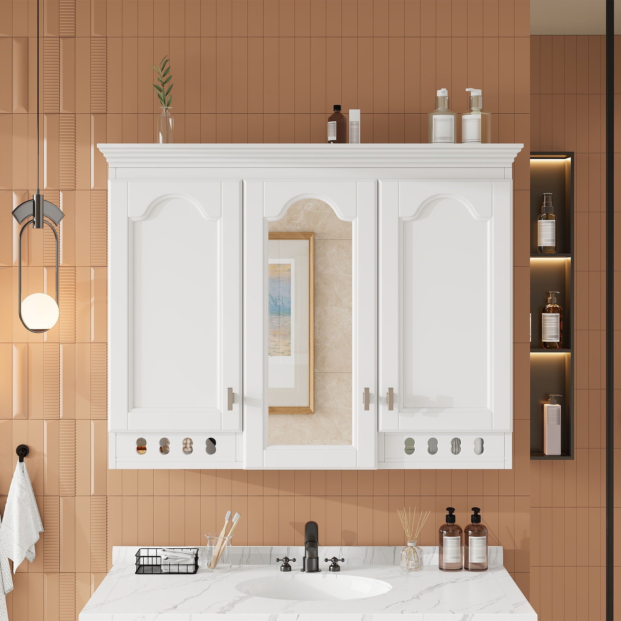 Wall Mount Mirror Cabinet With Adjustable Shelves, Soft Closing Hinges by Unique Piece Furniture